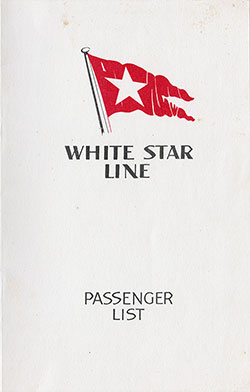 Front Cover, 1932-08-25 RMS Georgic Passenger List