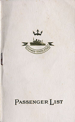 Front Cover, 1937-09-17 RMS Georgic Passenger List