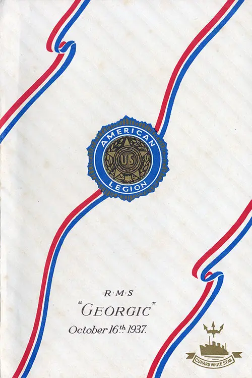 Front Cover, White Star Line RMS Georgic American Legion Class Passenger List - 16 October 1937.