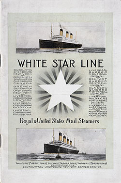 Passenger Manifest, White Star Line RMS Homeric - 1923-09-05
