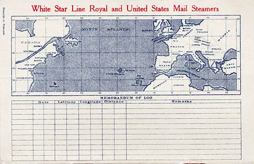 Back Cover, SS Laurentic Passenger List - 17 August 1928 