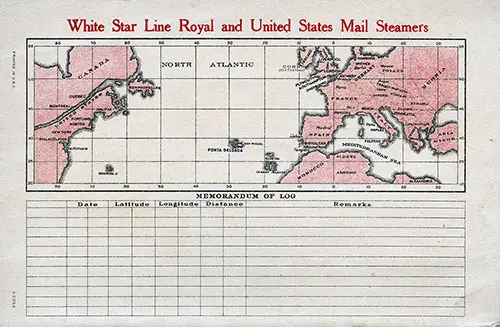 Back Cover, SS Laurentic Passenger List 27 February 1930