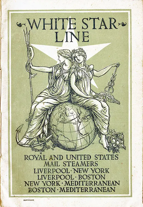 Front Cover, White Star Line RMS Majestic First Class Passenger List - 30 August 1905.