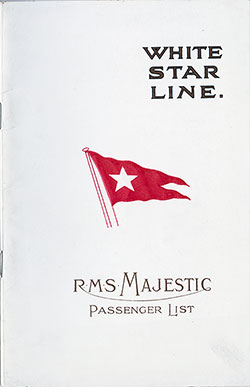 Front Cover, White Star Line RMS Majestic First Class Passenger List - 7 May 1924.