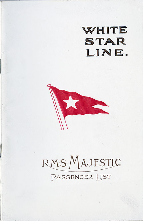Front Cover, White Star Line RMS Majestic First Class Passenger List - 7 May 1924.