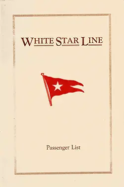 Front Cover, White Star Line SS Majestic Tourist Third Cabin Passenger List - 5 June 1926.