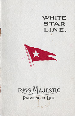 Passenger Manifest, White Star Line RMS Majestic - 1927-08-24