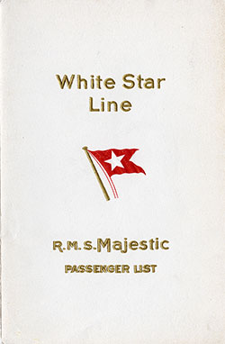 Front Cover, 1929-04-20 SS Majestic Passenger List