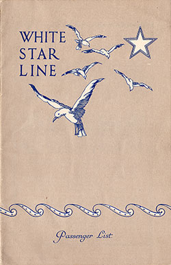 Front Cover, 1930-10-01 RMS Majestic Passenger List