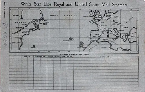 Back Cover, SS Megantic Passenger List - 22 August 1930