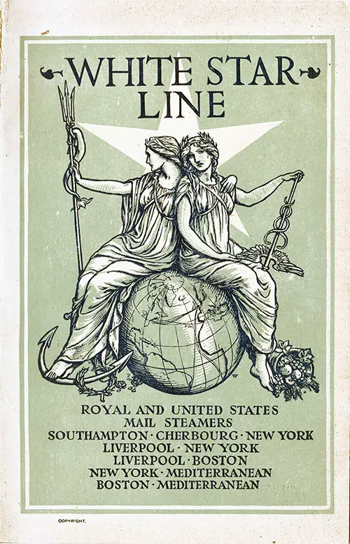 Front Cover, White Star Line RMS Oceanic First Class Passenger List - 6 November 1907.
