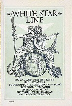 Front Cover, White Star Line RMS Republic First Class Passenger List - 14 August 1907.