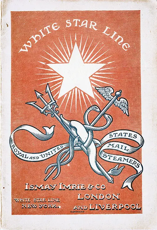 Front Cover, Saloon Passenger List for the RMS Teutonic of the White Star Line, Departing Wednesday, 4 February 1903 from New York to Liverpool.