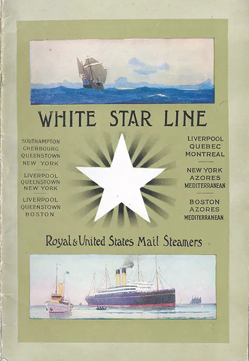 Front Cover, White Star Line RMS Teutonic First Class Passenger List - 14 September 1910.