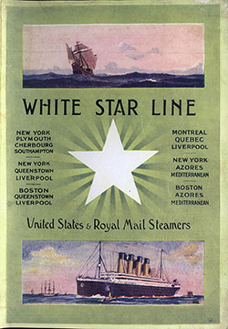 Front Cover, White Star Line RMS Titanic First Class Passenger List - 10 April 1912.