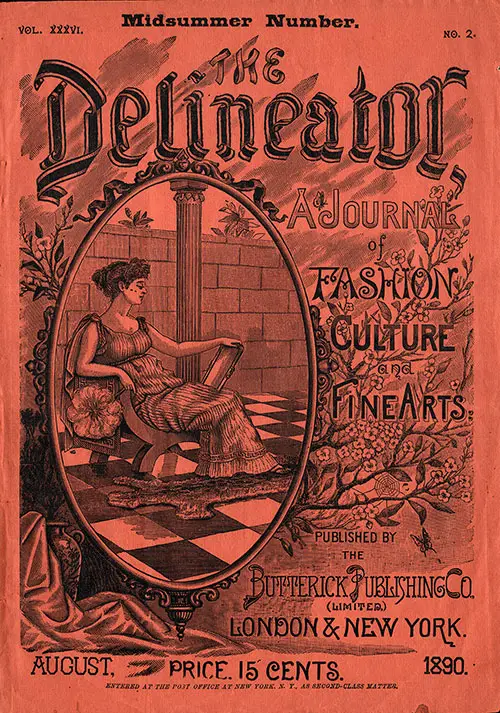 Front Cover, The Delineator, Butterick Publishing Company, Vol. XXXVI, No. 2, August 1890.