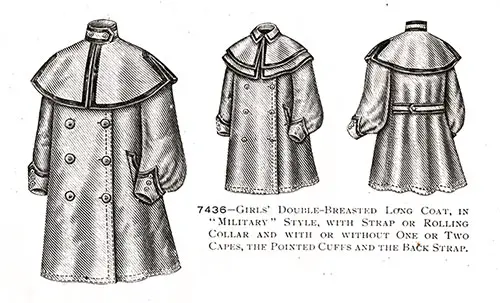 Girls’ Double-Breasted Long Coat No. 7436
