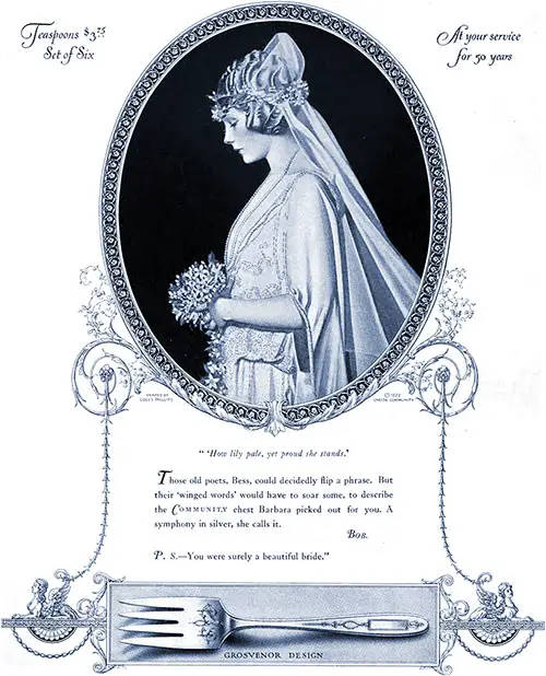 Community Plate Table Service for the Bride to Be. Vogue Magazine, 1 May 1922.