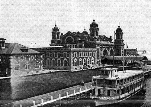 Ellis Island Immigrant Station -- One of the Small Barges in the Foreground.