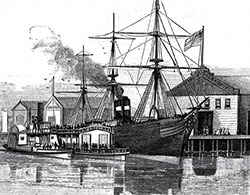 Transferring Emigrants from an Inman Steamer to the Castle Garden Barge.