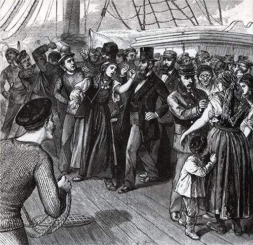 Health Officials Vaccinating Russian and Polish Immigrants Onboard the Steamship "Victoria" at Quarantine.