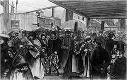 Immigrants Landing at Castle Garden. Drawn by A. B. Shults. Harper's Weekly, 29 May 1880.