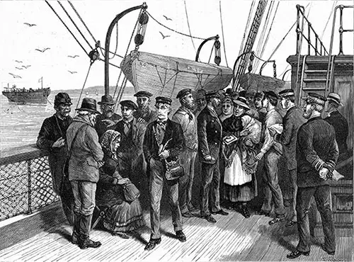 The Steerage Passengers of a European Steamer Being Examined by the Health Officers.