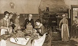 Women Prepare the Turkey and Other Foods in the Kitchen Beginning the Day Before Thanksgiving.