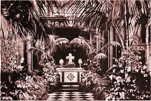 The Chancel and Altar, St. George's, Hanover Square, as Decorated for the Wedding of Lady Clodagh Beresford and the Hon. Claud Anson. Lady's Realm, June 1902.