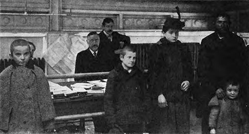 Before the Board of Inquiry. A Russian Jew And Part of His Family of Eight.