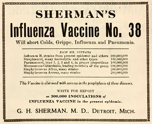 Sherman's InfluenzaVaccine No. 38.