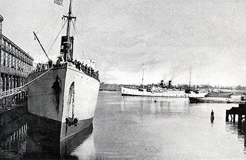 Mediterranean Steamships at the Port of Providence State Pier in 1915.