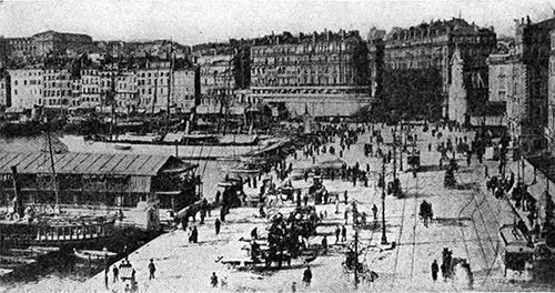 Scene of the Busy Port of Marseilles, France in 1920.