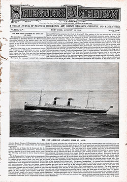 Front Cover of the Scientific American for 11 August 1894