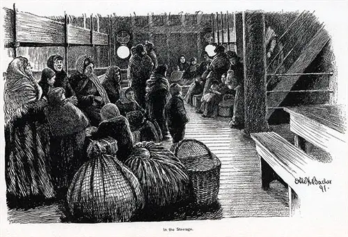 Scene In The Steerage, Ocean Passenger Travel.