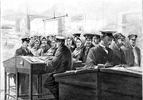 Examining Immigrants' Papers at Hamburg.