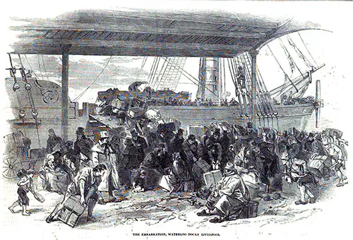The Emigrants Begin the Process of Embarkation at the Waterlook Docks in Liverpool.