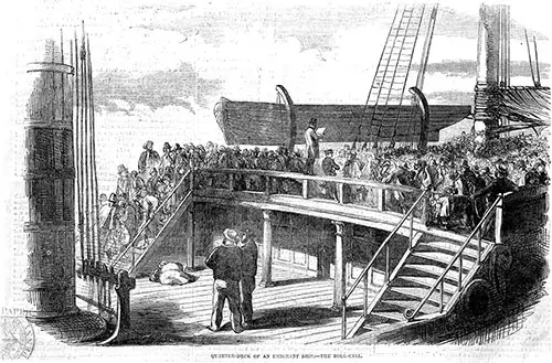 Steerage Passengers Summoned to the Quarter-Deck of the Emigrant Ship for Roll Call.