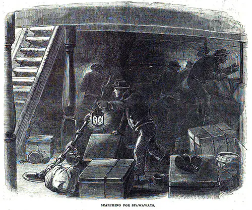 The Ship's Crew Search for Stowaways.