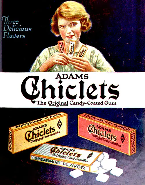 Adams Chiclets, The Original Cany-Coated Gum.