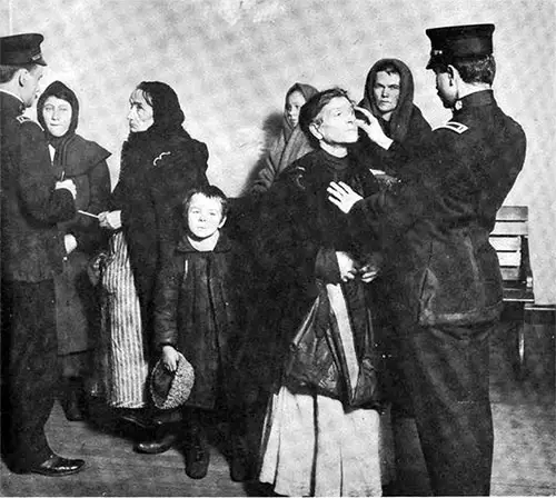 Inspecting a Group of Female Immigrants.