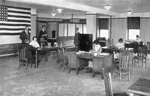 Interior View of the Port Office, N. C. W. C. Bureau of Immigration.
