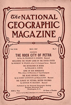 Front Cover, The National Geographic Magazine, Vol. XVIII, No. 5, May 1907.