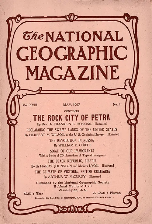 Front Cover, The National Geographic Magazine, Vol. XVIII, No. 5, May 1907.