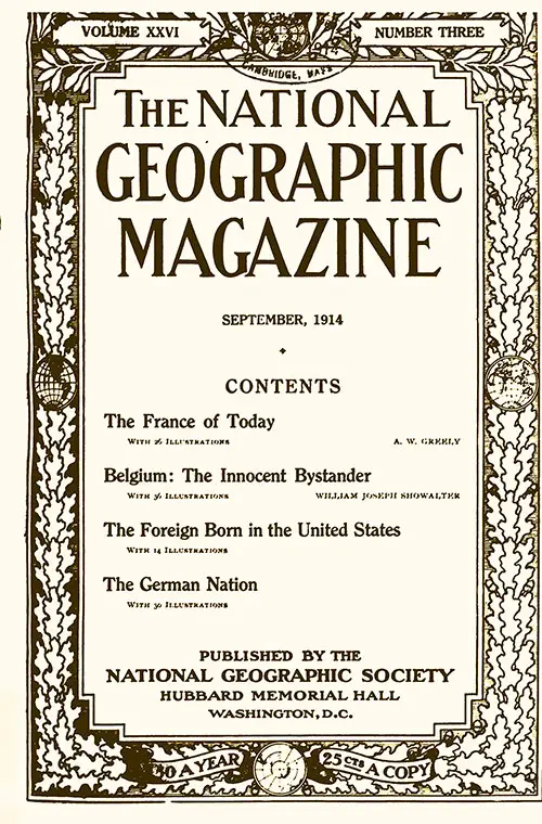 Front Cover, The National Geographic Magazine, Vol. XXVI, No. 3, September 1914.