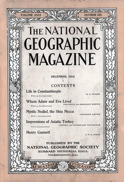 Front Cover, The National Geographic Magazine, Volume XXVI, Number 6, December 1914.