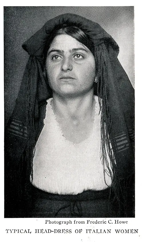 Typical Head-Dress of Italian Immigrant Women, Passing Through Ellis Island.