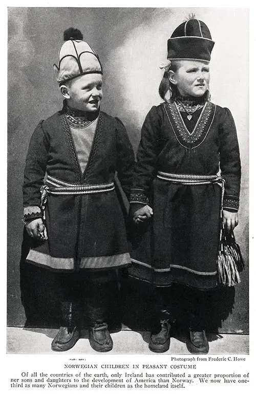 Peasant Norwegian Immigrant Children in Folk Costumes.