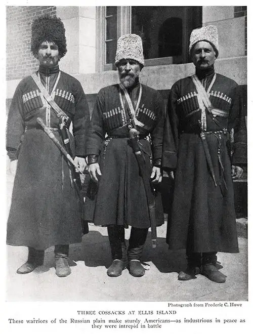 Three Russian Cossacks at Ellis Island.