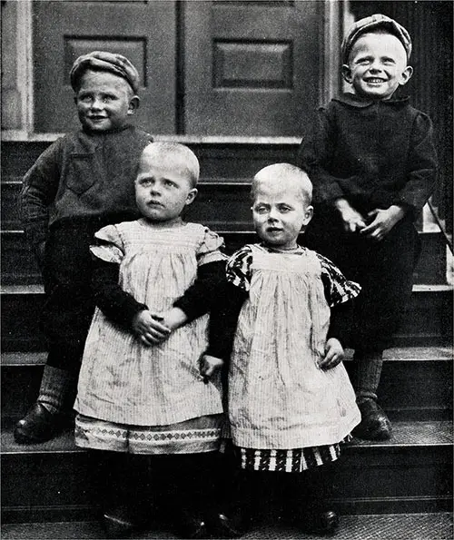 Four Little Dutch Immigrant Children Just Arrived at Ellis Island.